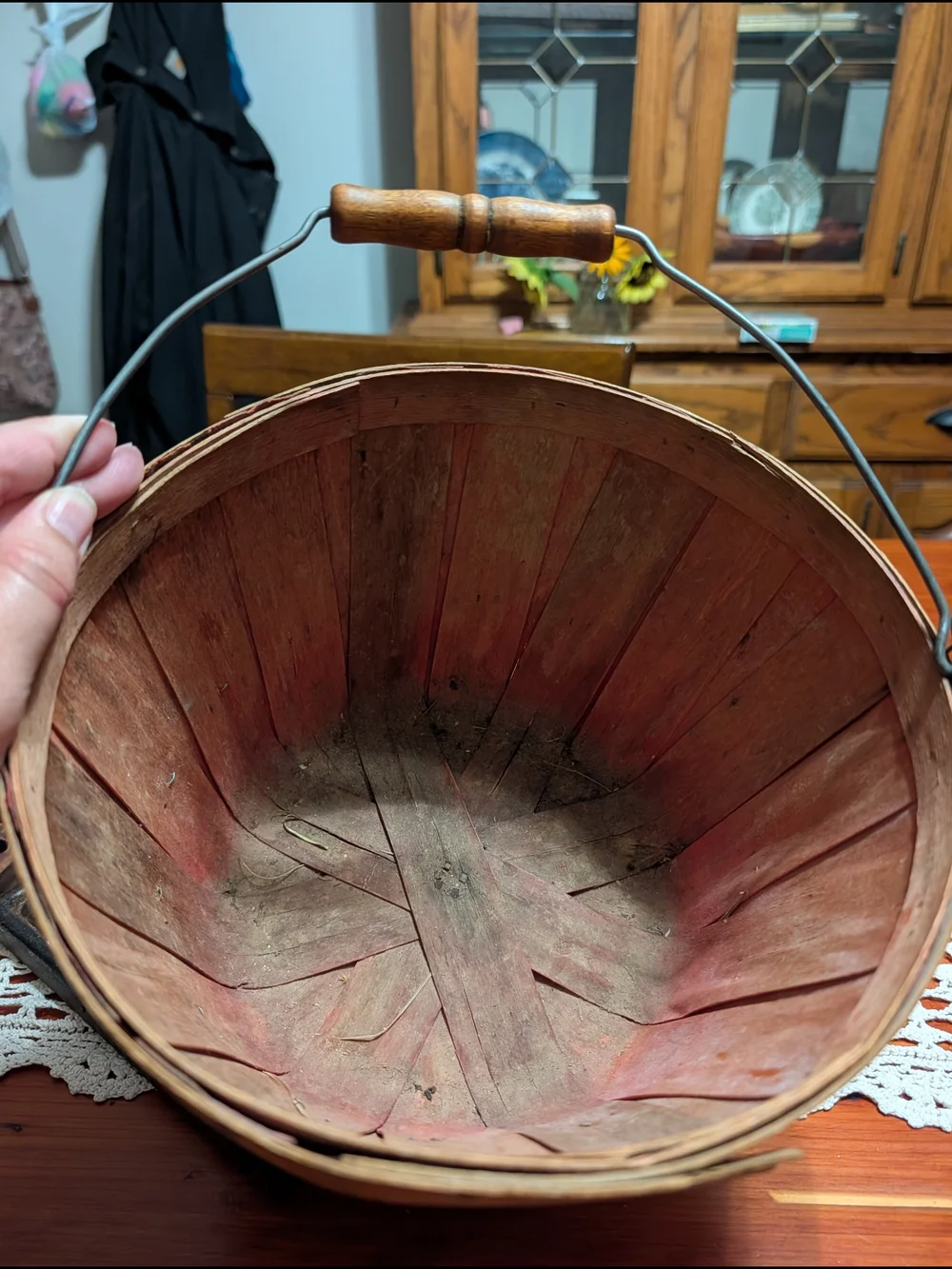 Red Wooden Bushel Basket Planter - Decorative Home Accent